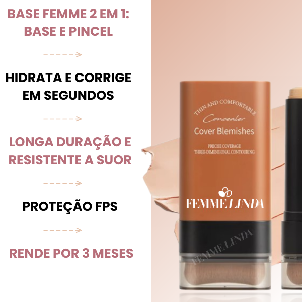 Base Femme: Base Reparadora em Bastão com Efeito Natural