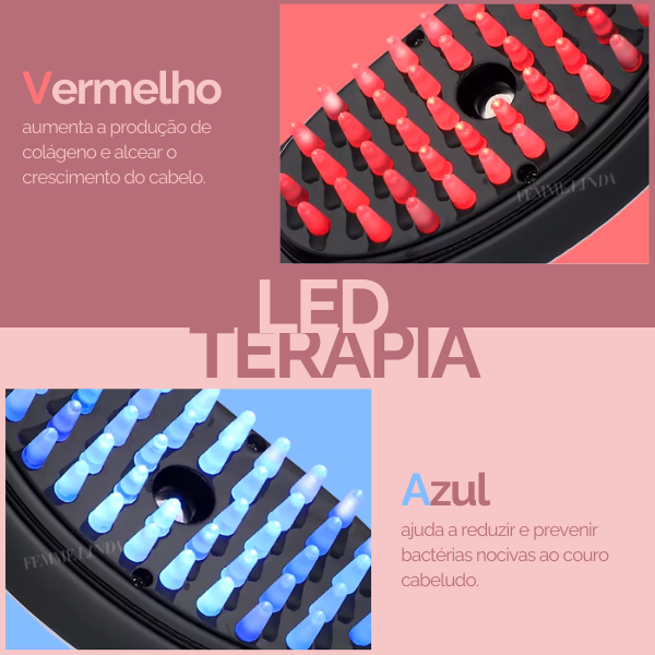 Escova de Terapia Capilar: LedBrush Smarts 4 em 1