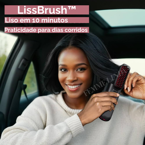 Escova LissBrush Portátil: Alisa em Segundos - Recarregável Bivolt